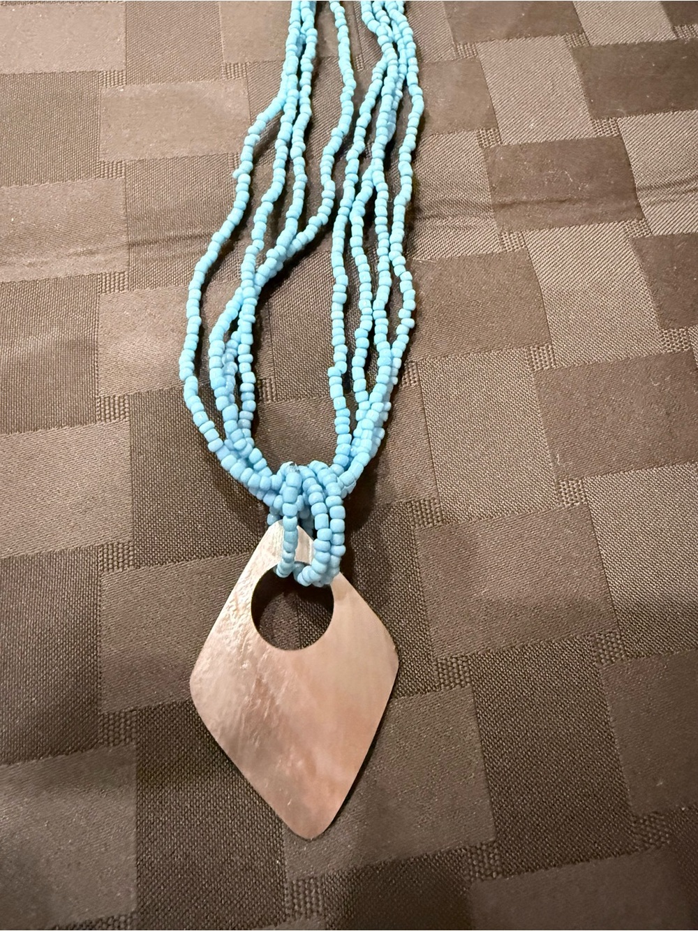 Vintage mother of pearl pendent on glass seed beads